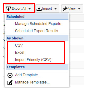 Export All Dropdown