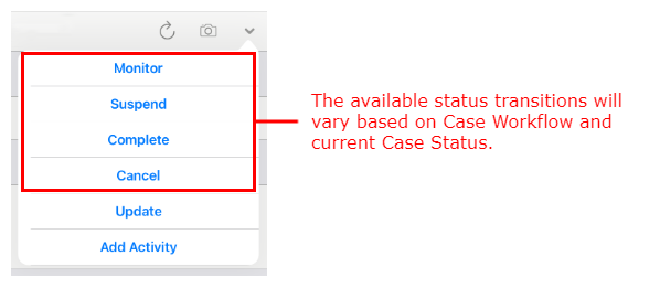 Case Action Menu