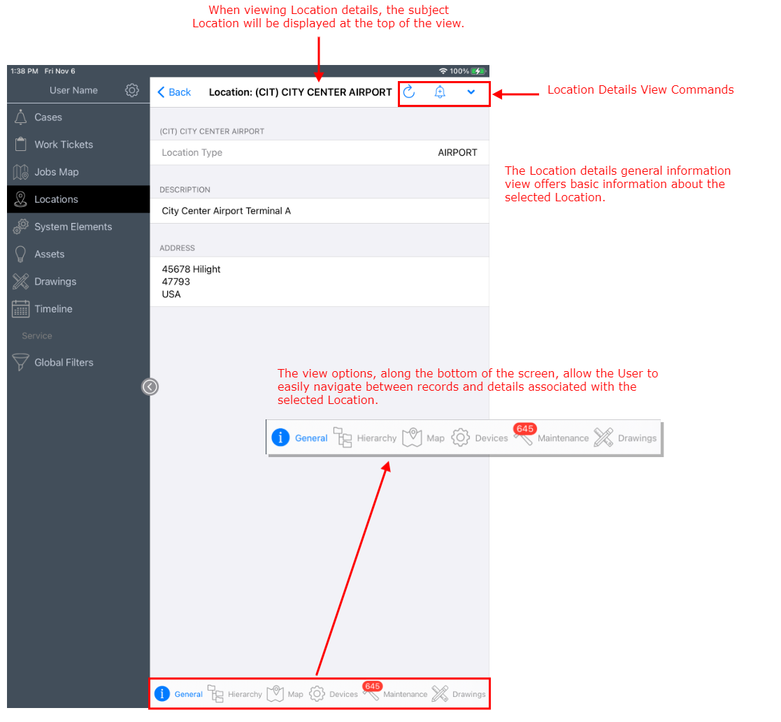 Location Details View General