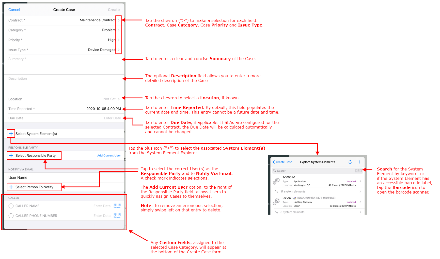 Create Case Form Annotated