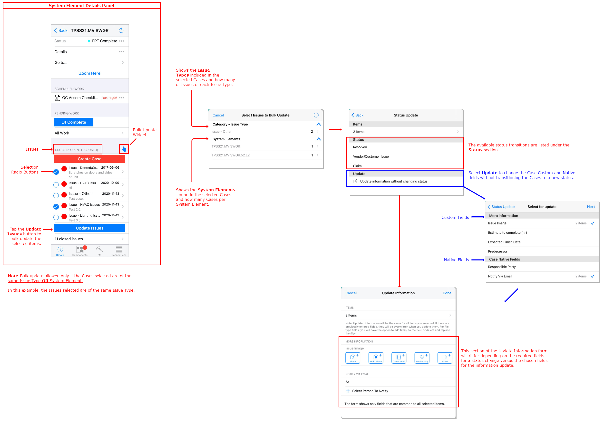 Bulk Update - System Element Details Panel