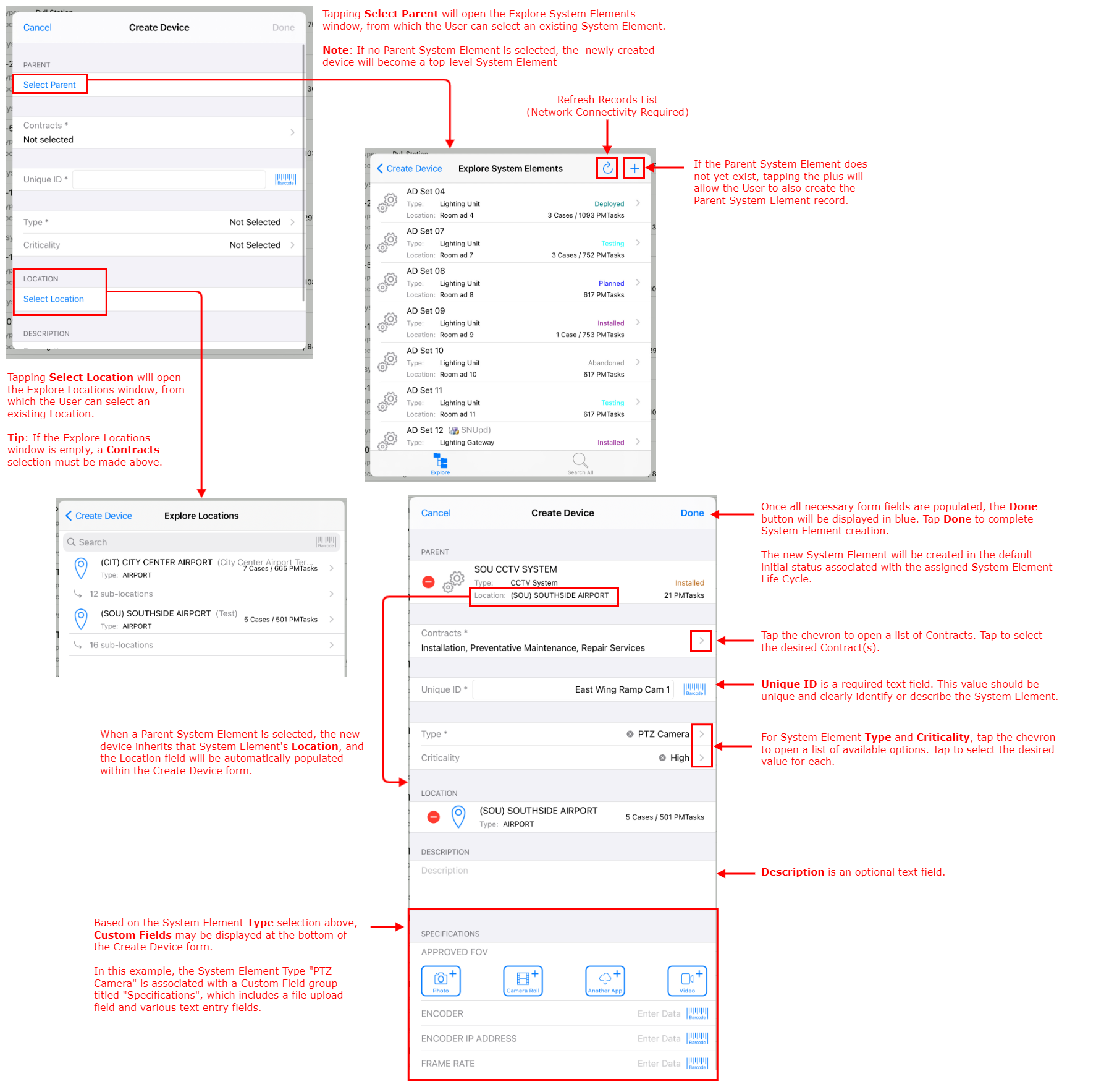 Create Device Form Annotated