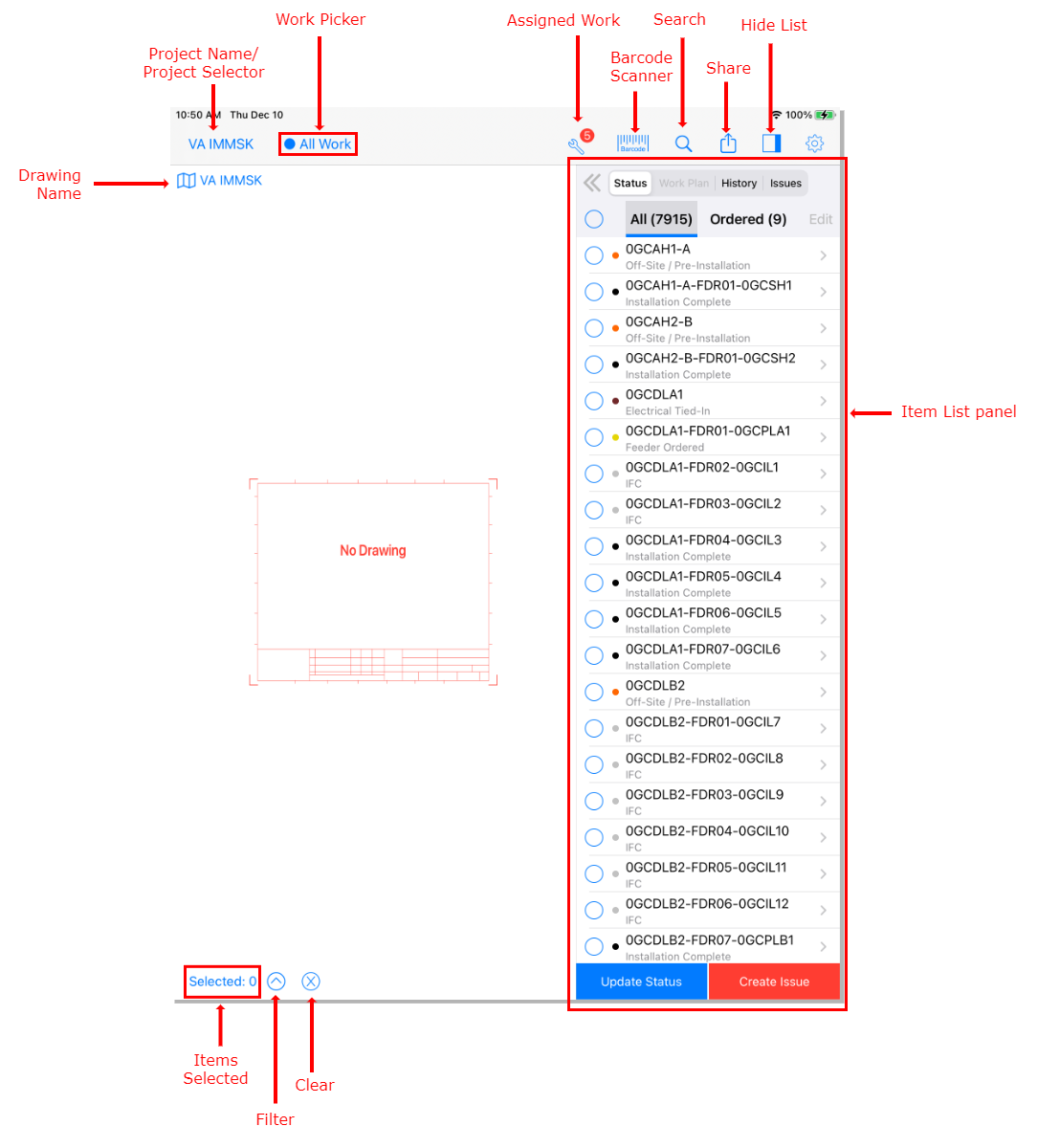 Item List View Annotated