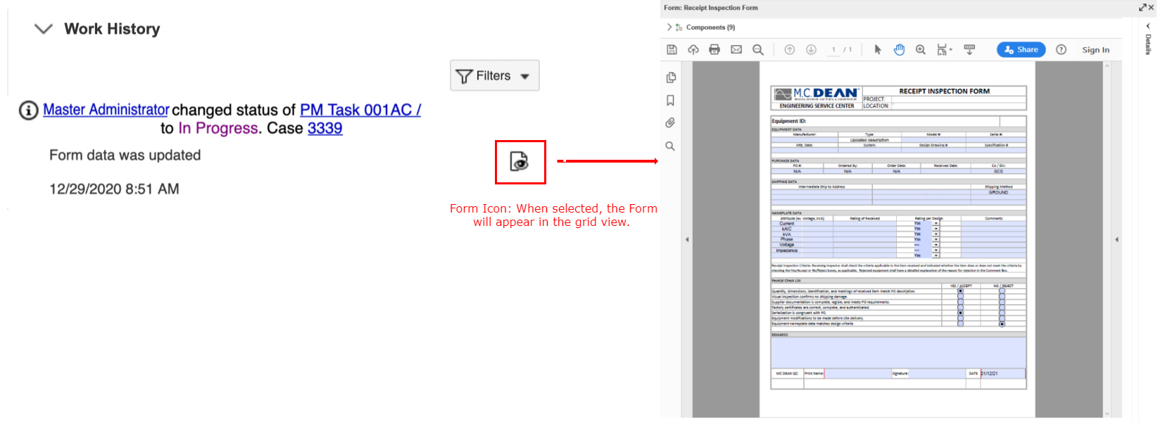 Form Data Update Work History