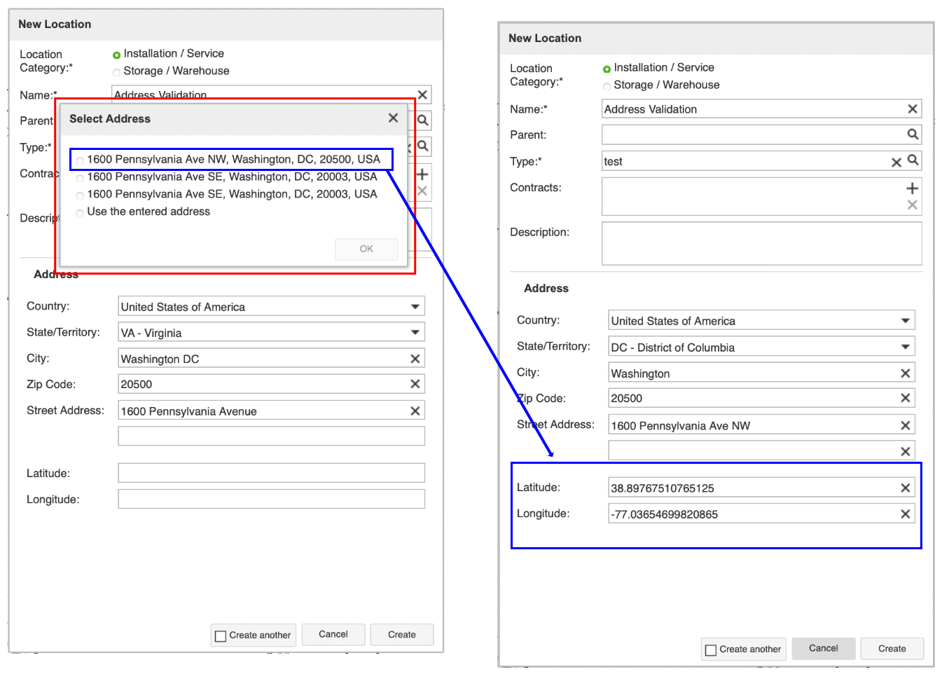 Location Address Validation