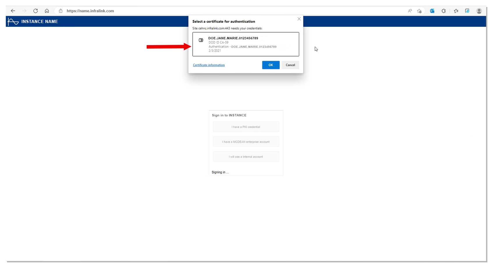 PKI Certificate Prompt