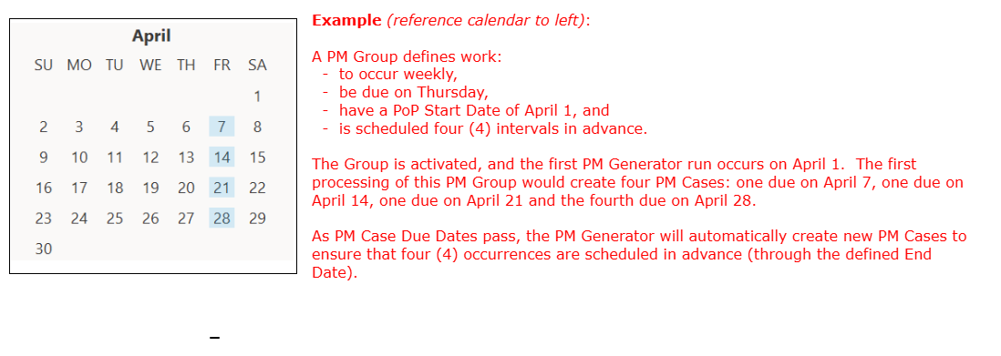 Sample PM Calendar