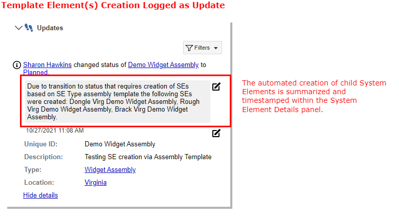 Updates - Template Element Creation