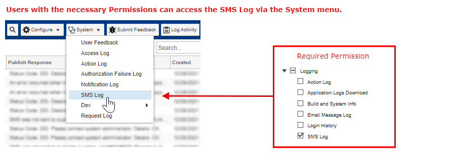 SMS Log Access