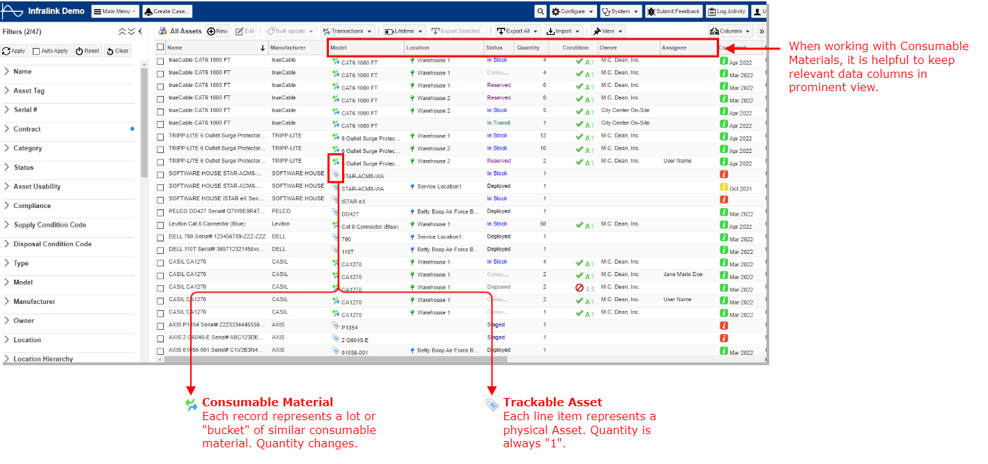 All Assets View - Annotated