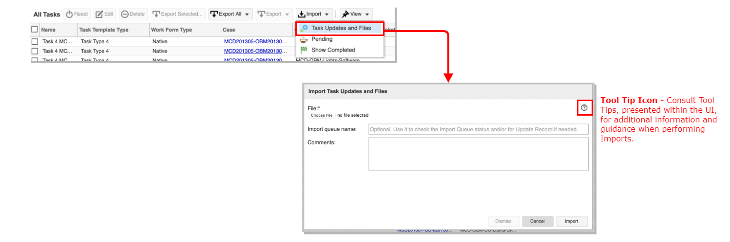 Import Task Updates and Files